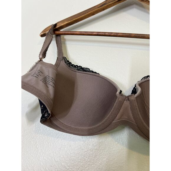 Soma Roma Demi Brown Black Lace T Shirt Bra Size 34D Underwire - Picture 6 of 7